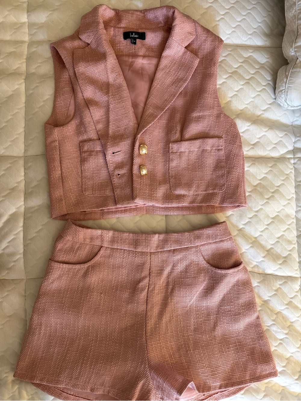 Lulu's Dusty Pink Tweed Blazer